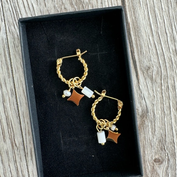 18K Gold Plated Stainless Steel Hoop Earrings - Picture 2 of 2